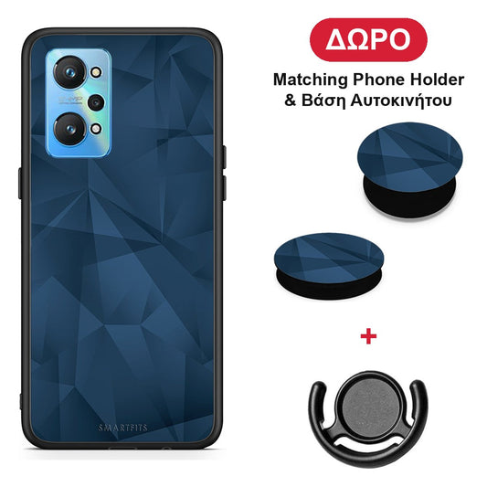 Geometric Blue Abstract - Realme GT Neo 2 θήκη + Δώρο Phone Holder & Βάση Αυτοκινήτου
