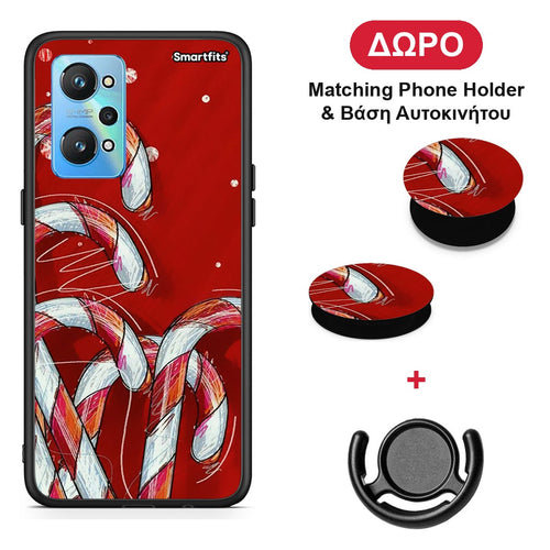 Candy Cane - Realme GT Neo 2 θήκη + Δώρο Phone Holder & Βάση Αυτοκινήτου