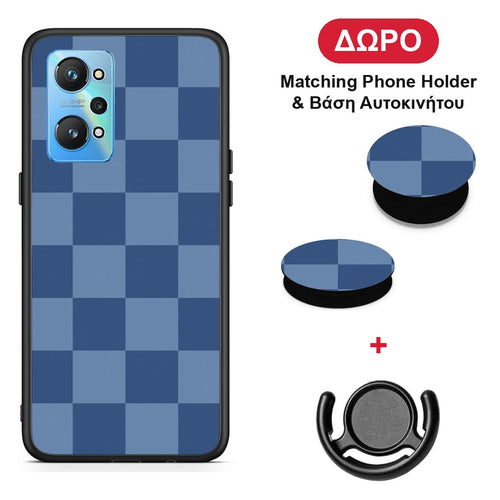 Denim Blue Checkerboard - Realme GT Neo 2 θήκη + Δώρο Phone Holder & Βάση Αυτοκινήτου