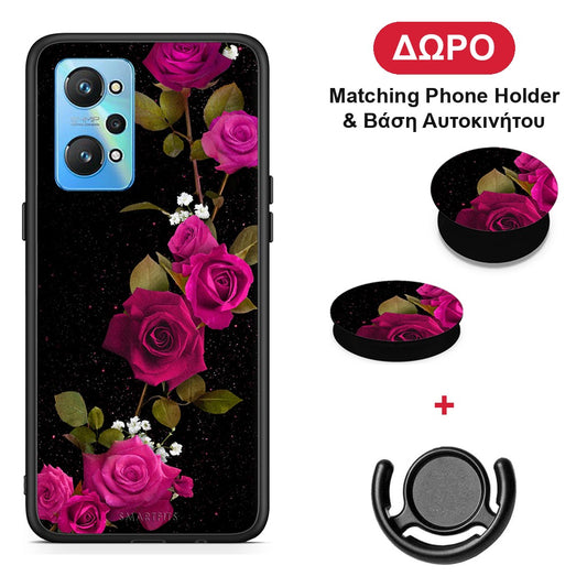 Flower Red Roses - Realme GT Neo 2 θήκη + Δώρο Phone Holder & Βάση Αυτοκινήτου