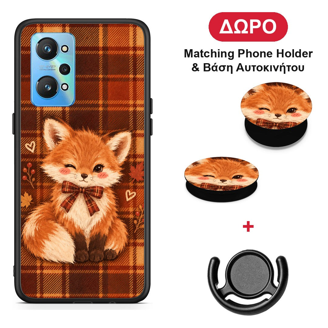 Fox on Autumn Tartan - Realme GT Neo 2 θήκη + Δώρο Phone Holder & Βάση Αυτοκινήτου