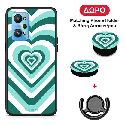 Green Hearts - Realme GT Neo 2 θήκη + Δώρο Phone Holder & Βάση Αυτοκινήτου