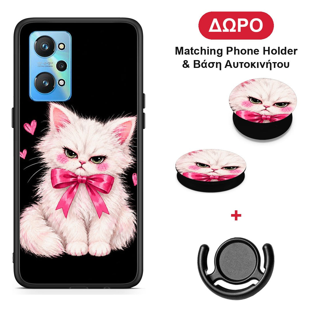 Grumpy Party Kitten on Black - Realme GT Neo 2 θήκη + Δώρο Phone Holder & Βάση Αυτοκινήτου