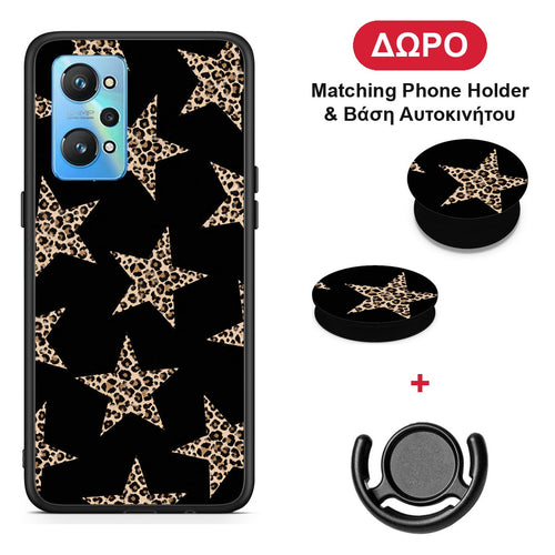 Leopard Stars on Black - Realme GT Neo 2 θήκη + Δώρο Phone Holder & Βάση Αυτοκινήτου