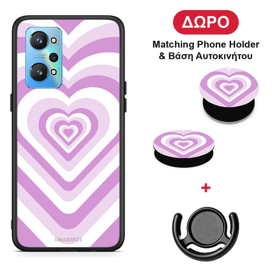 Lilac Hearts - Realme GT Neo 2 θήκη + Δώρο Phone Holder & Βάση Αυτοκινήτου