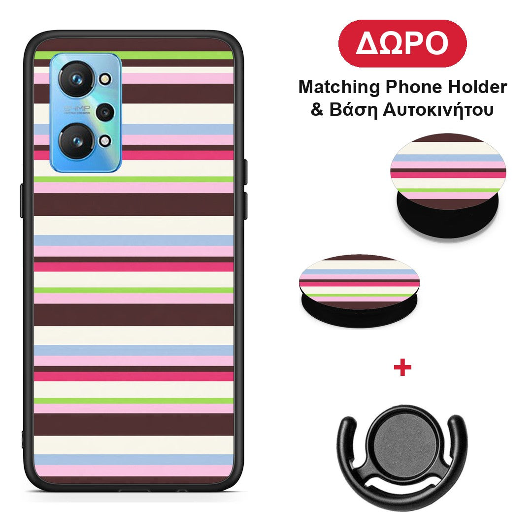 Multicolour Horizontal Stripes - Realme GT Neo 2 θήκη + Δώρο Phone Holder & Βάση Αυτοκινήτου