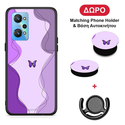Purple Mariposa - Realme GT Neo 2 θήκη + Δώρο Phone Holder & Βάση Αυτοκινήτου