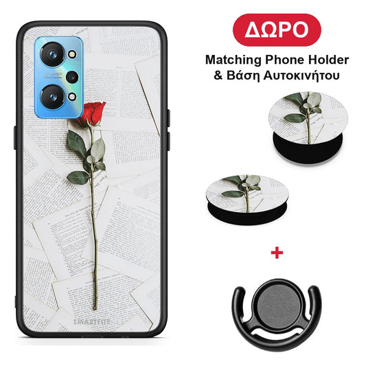 Red Rose - Realme GT Neo 2 θήκη + Δώρο Phone Holder & Βάση Αυτοκινήτου