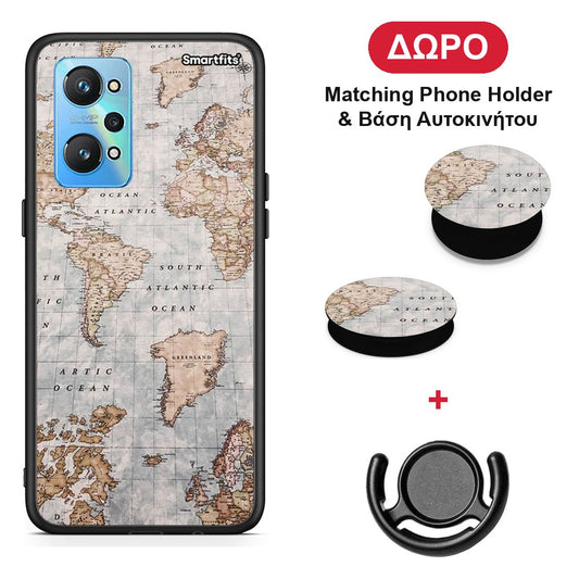 World Map - Realme GT Neo 2 θήκη + Δώρο Phone Holder & Βάση Αυτοκινήτου