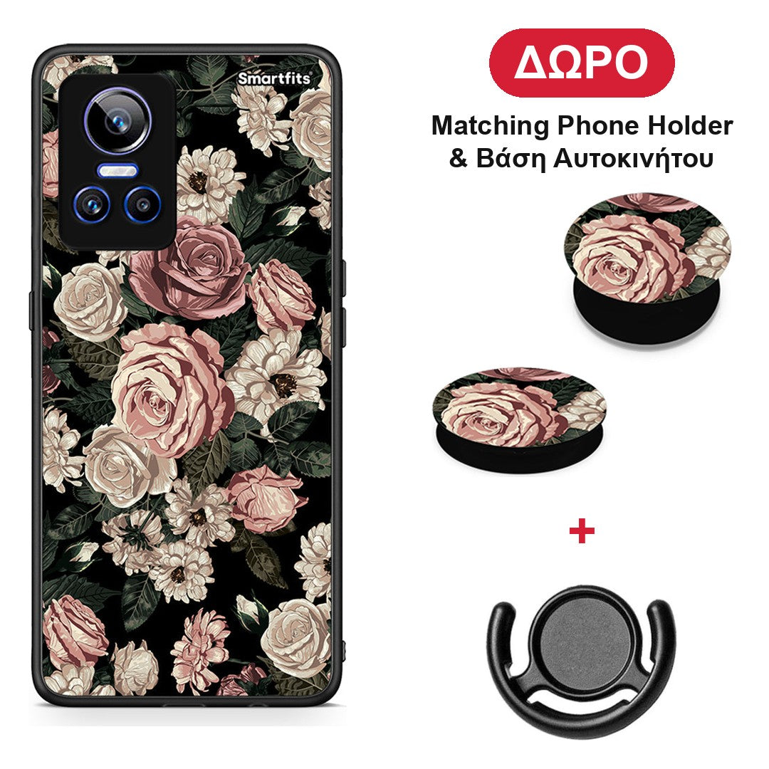Flower Wild Roses - Realme GT Neo 3 θήκη + Δώρο Phone Holder & Βάση Αυτοκινήτου