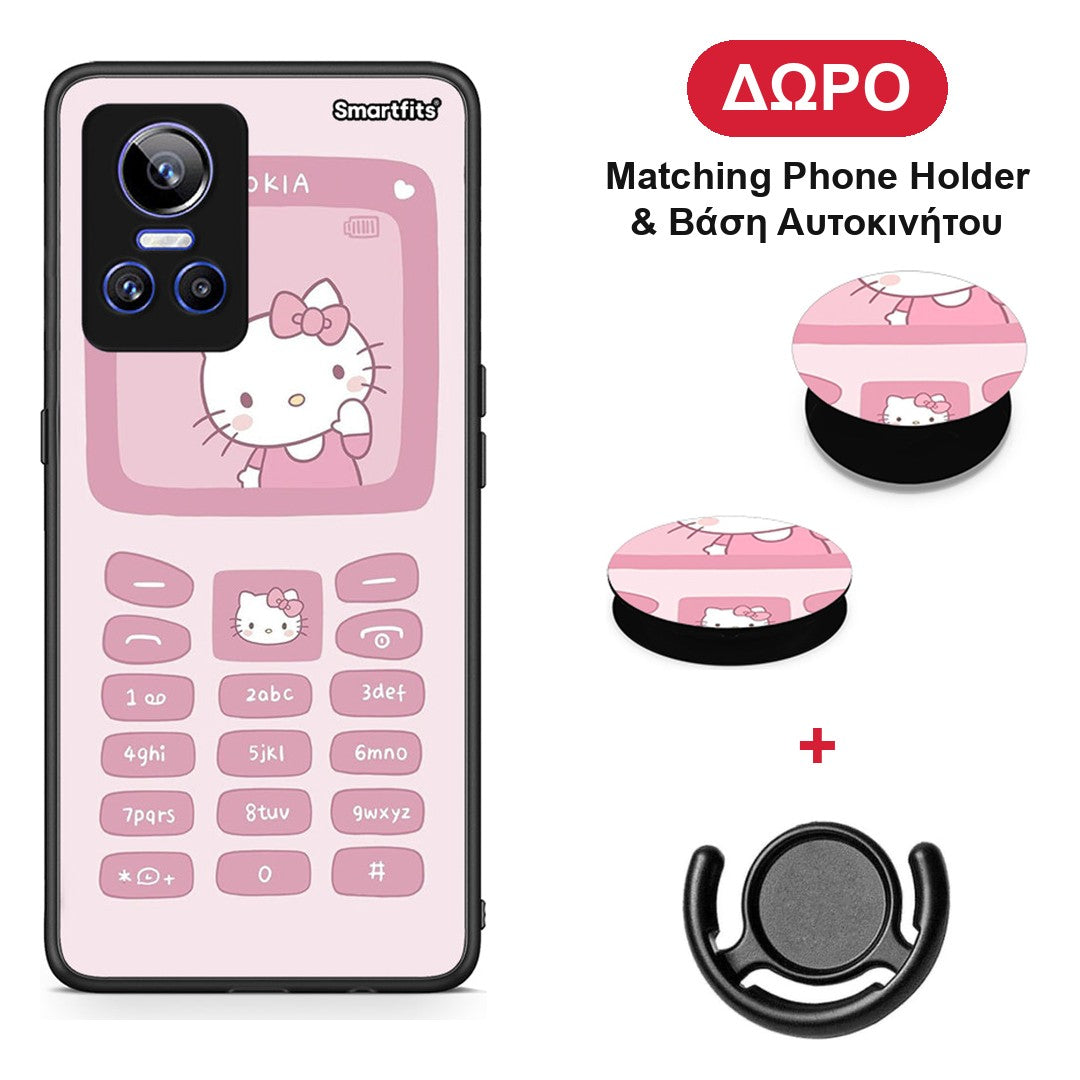 Hello Kitten - Realme GT Neo 3 θήκη + Δώρο Phone Holder & Βάση Αυτοκινήτου