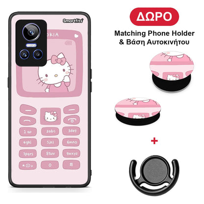 Hello Kitten - Realme GT Neo 3 θήκη + Δώρο Phone Holder & Βάση Αυτοκινήτου