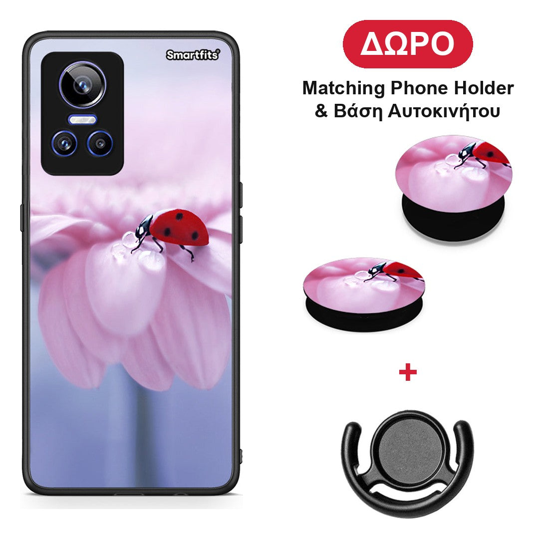 Ladybug Flower - Realme GT Neo 3 θήκη + Δώρο Phone Holder & Βάση Αυτοκινήτου