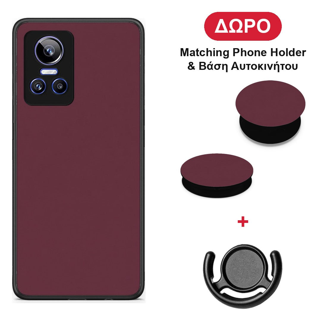 Muted Burgundy - Realme GT Neo 3 θήκη + Δώρο Phone Holder & Βάση Αυτοκινήτου