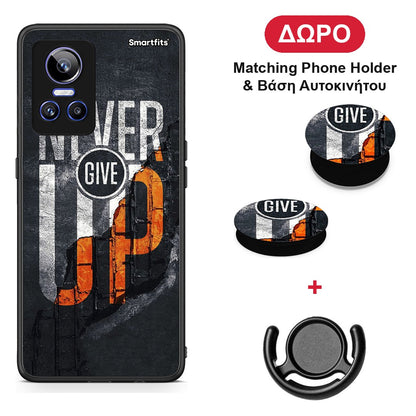 Never Give Up - Realme GT Neo 3 θήκη + Δώρο Phone Holder & Βάση Αυτοκινήτου