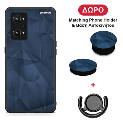 Geometric Blue Abstract - Realme GT Neo 3T θήκη + Δώρο Phone Holder & Βάση Αυτοκινήτου