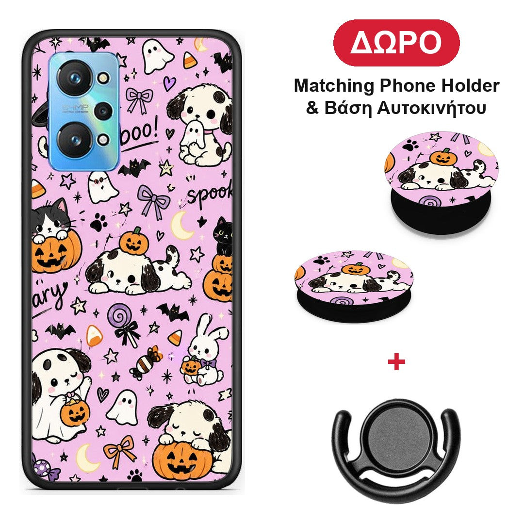 Halloween Puppies and Friends on Lilac - Realme GT Neo 3T θήκη + Δώρο Phone Holder & Βάση Αυτοκινήτου