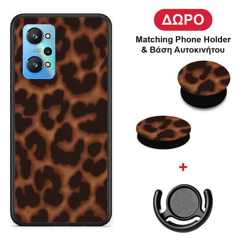 Leopard Print Dark Brown - Realme GT Neo 3T θήκη + Δώρο Phone Holder & Βάση Αυτοκινήτου