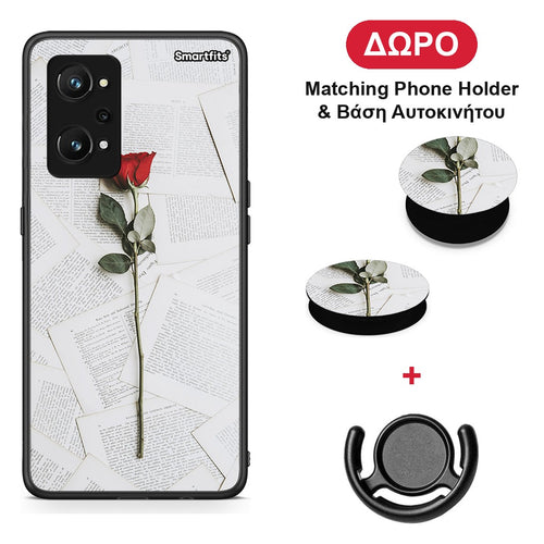 Red Rose - Realme GT Neo 3T θήκη + Δώρο Phone Holder & Βάση Αυτοκινήτου