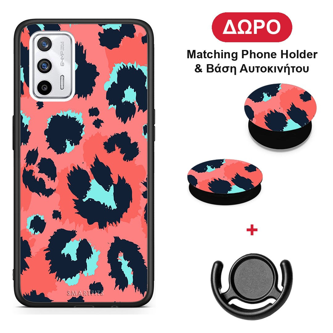Animal Pink Leopard - Realme GT θήκη + Δώρο Phone Holder & Βάση Αυτοκινήτου
