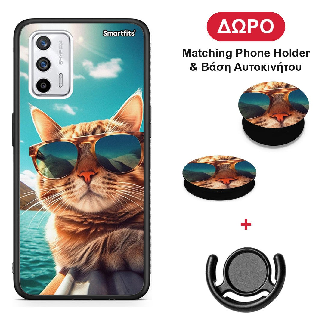 Summer Cat - Realme GT θήκη + Δώρο Phone Holder & Βάση Αυτοκινήτου