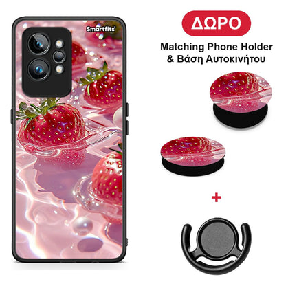 Juicy Strawberries - Realme GT2 θήκη + Δώρο Phone Holder & Βάση Αυτοκινήτου