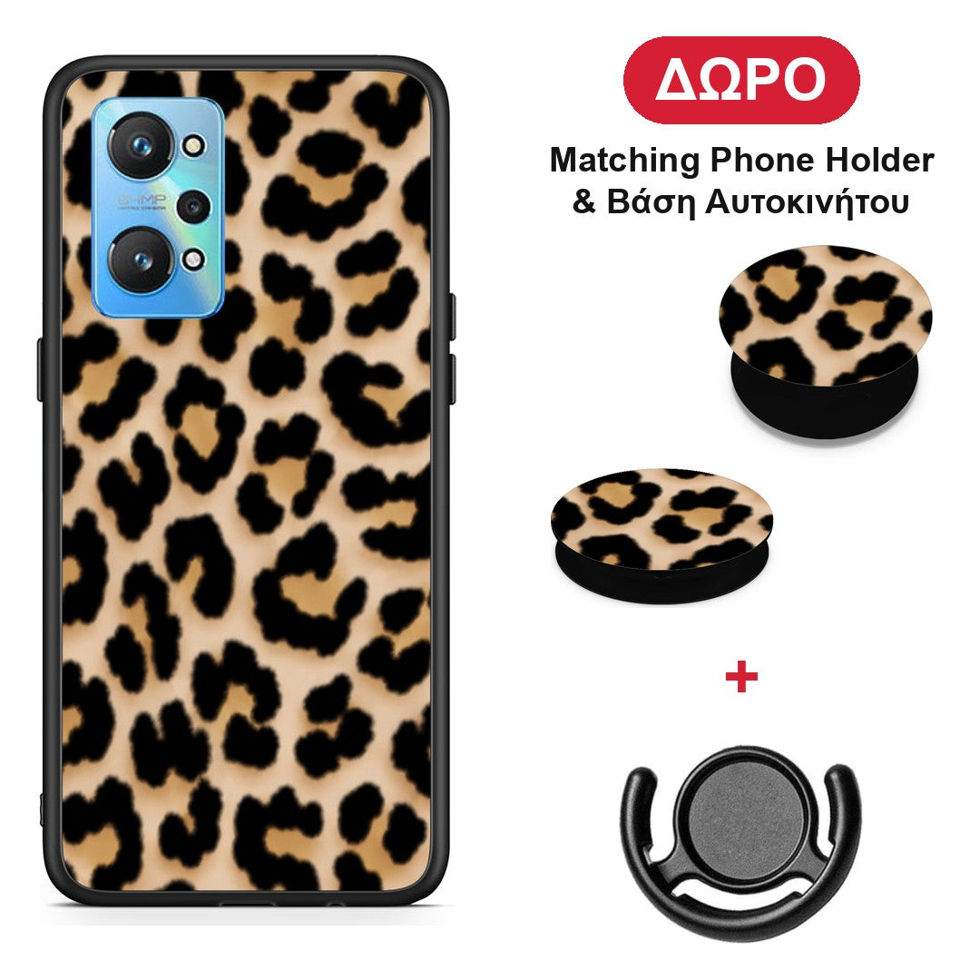 Leopard Print Tan Small - Realme GT2 θήκη + Δώρο Phone Holder & Βάση Αυτοκινήτου