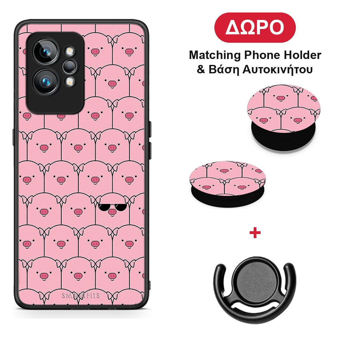 Pig Glasses - Realme GT2 θήκη + Δώρο Phone Holder & Βάση Αυτοκινήτου