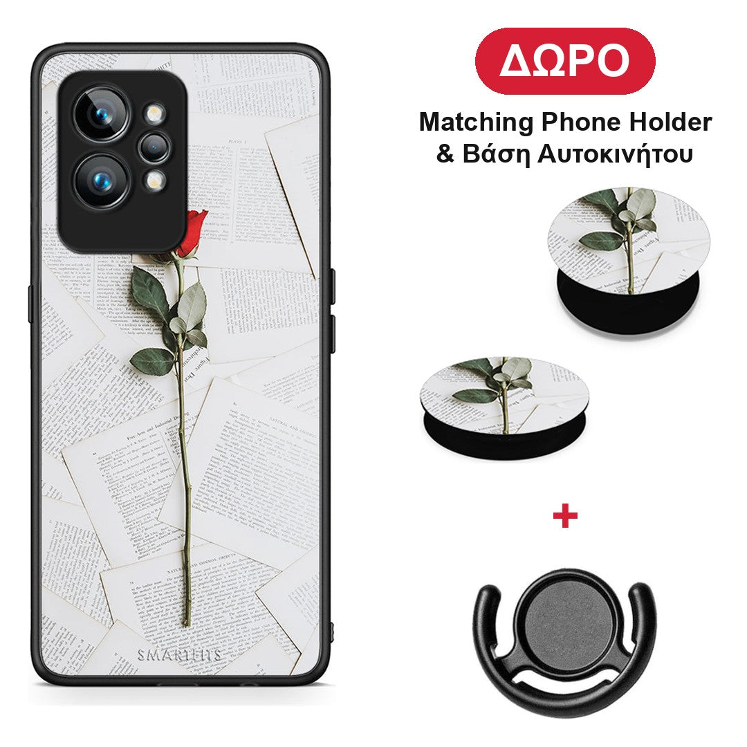 Red Rose - Realme GT2 θήκη + Δώρο Phone Holder & Βάση Αυτοκινήτου