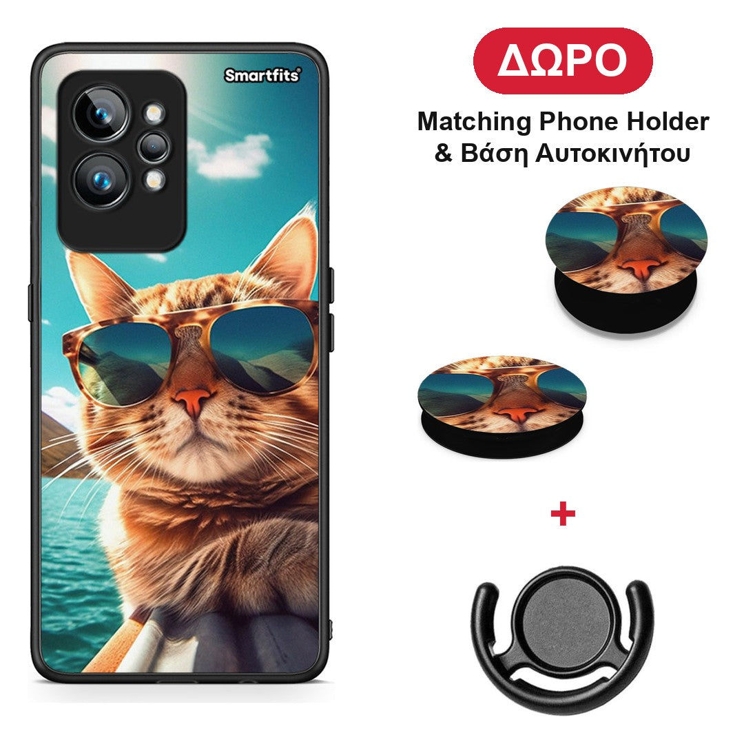 Summer Cat - Realme GT2 θήκη + Δώρο Phone Holder & Βάση Αυτοκινήτου