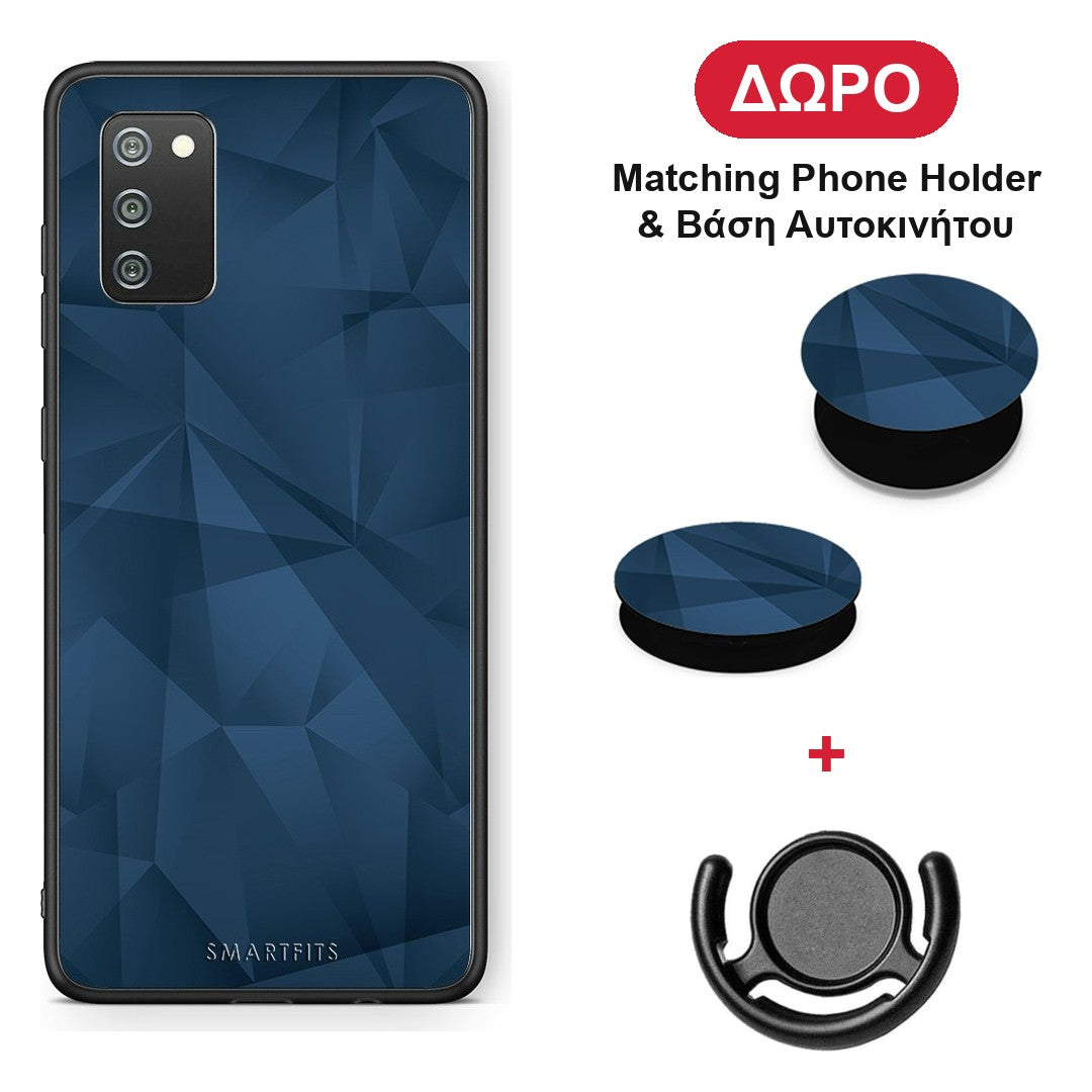 Geometric Blue Abstract - Samsung Galaxy A02s / M02s / F02s θήκη + Δώρο Phone Holder & Βάση Αυτοκινήτου