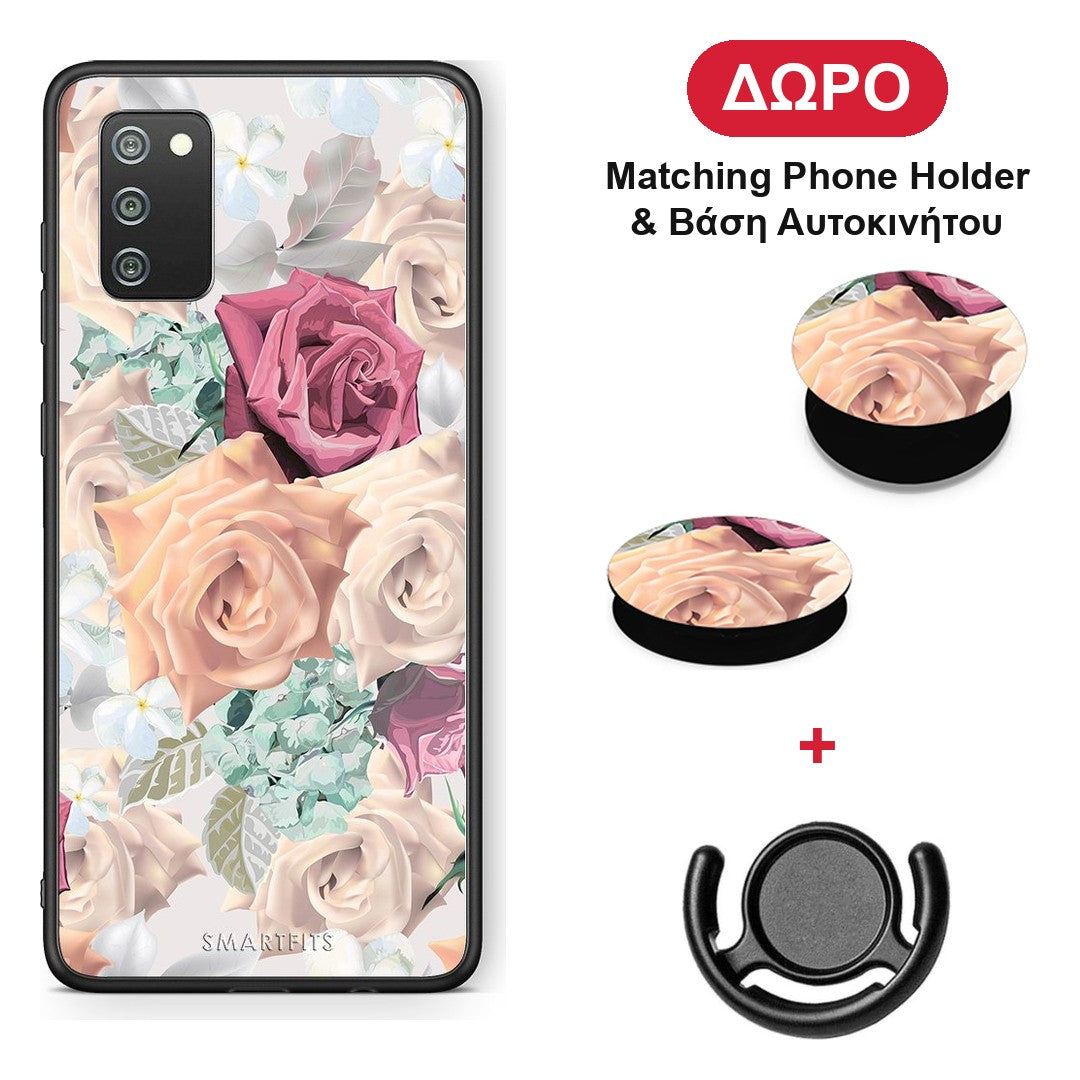 Floral Bouquet - Samsung Galaxy A02s / M02s / F02s θήκη + Δώρο Phone Holder & Βάση Αυτοκινήτου
