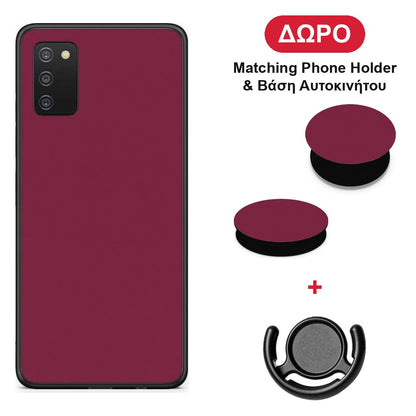 Burgundy - Samsung Galaxy A02s / M02s / F02s θήκη + Δώρο Phone Holder & Βάση Αυτοκινήτου