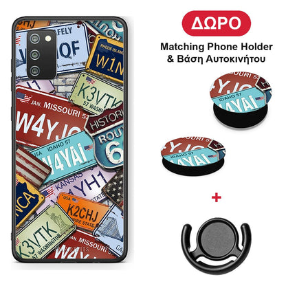 Car Plates - Samsung Galaxy A02s / M02s / F02s θήκη + Δώρο Phone Holder & Βάση Αυτοκινήτου