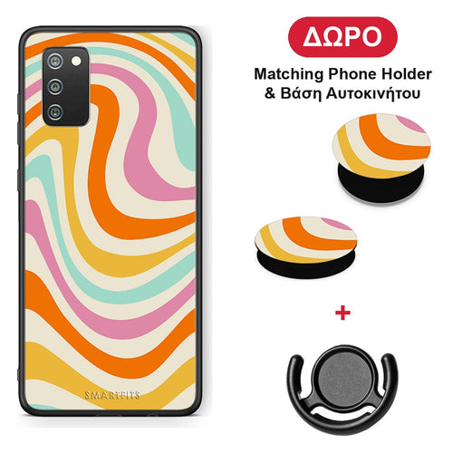 Colourful Waves - Samsung Galaxy A02s / M02s / F02s θήκη + Δώρο Phone Holder & Βάση Αυτοκινήτου