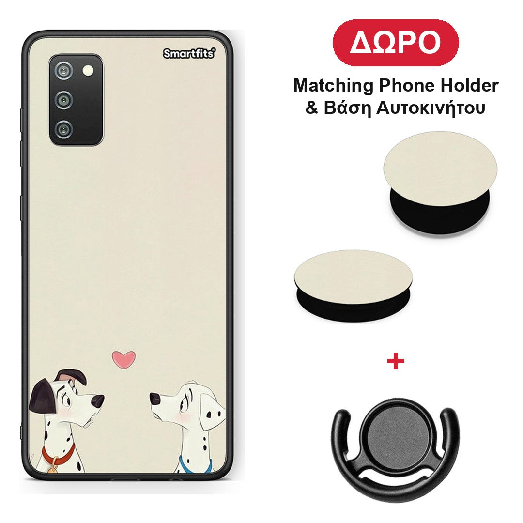 Dalmatians Love - Samsung Galaxy A02s / M02s / F02s θήκη + Δώρο Phone Holder & Βάση Αυτοκινήτου