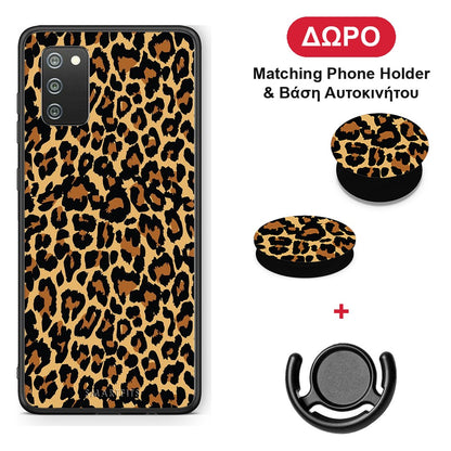 Animal Leopard - Samsung Galaxy A02s / M02s / F02s θήκη + Δώρο Phone Holder & Βάση Αυτοκινήτου