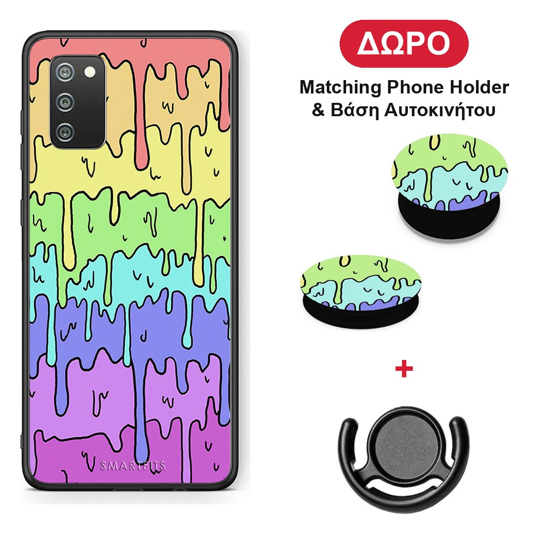 Melting Rainbow - Samsung Galaxy A02s / M02s / F02s θήκη + Δώρο Phone Holder & Βάση Αυτοκινήτου