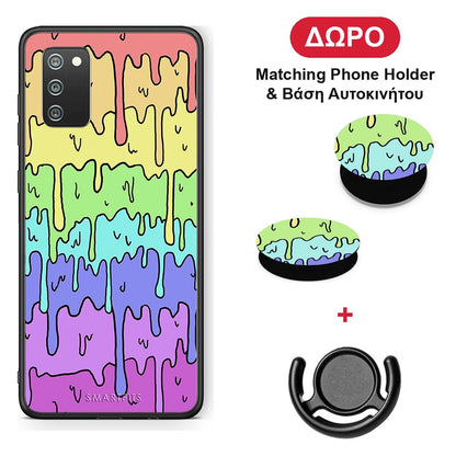 Melting Rainbow - Samsung Galaxy A02s / M02s / F02s θήκη + Δώρο Phone Holder & Βάση Αυτοκινήτου