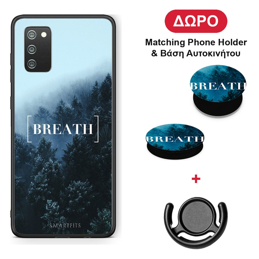 Quote Breath - Samsung Galaxy A02s / M02s / F02s θήκη + Δώρο Phone Holder & Βάση Αυτοκινήτου