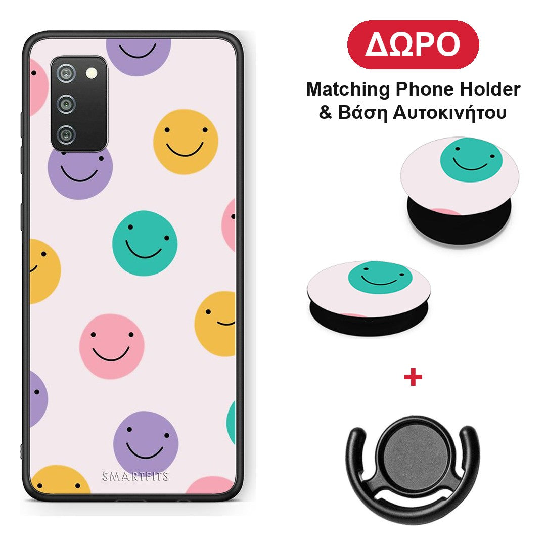 Smiley Faces - Samsung Galaxy A02s / M02s / F02s θήκη + Δώρο Phone Holder & Βάση Αυτοκινήτου