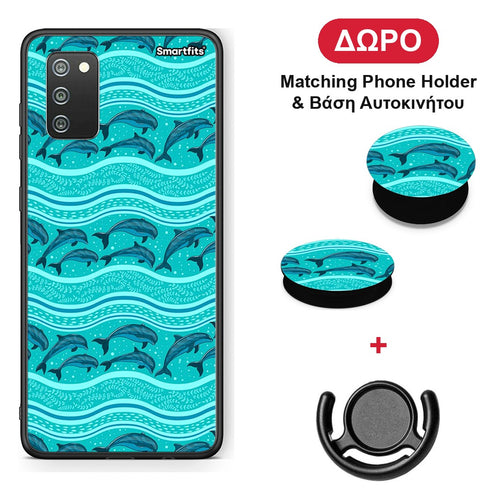 Swimming Dolphins - Samsung Galaxy A02s / M02s / F02s θήκη + Δώρο Phone Holder & Βάση Αυτοκινήτου