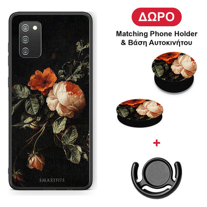 Vintage Roses - Samsung Galaxy A02s / M02s / F02s θήκη + Δώρο Phone Holder & Βάση Αυτοκινήτου