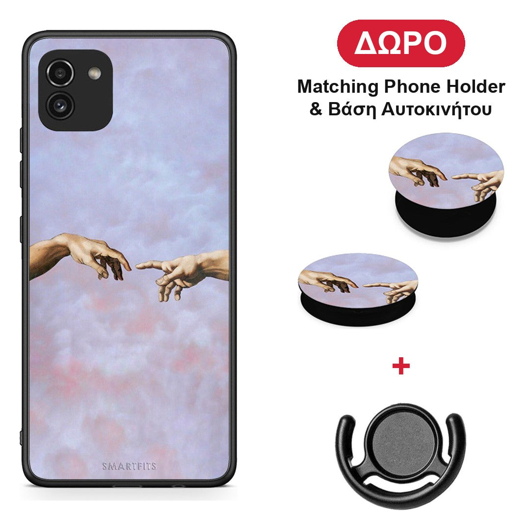 Adam Hand - Samsung Galaxy A03 θήκη + Δώρο Phone Holder & Βάση Αυτοκινήτου