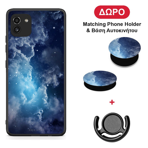 Galactic Blue Sky - Samsung Galaxy A03 θήκη + Δώρο Phone Holder & Βάση Αυτοκινήτου