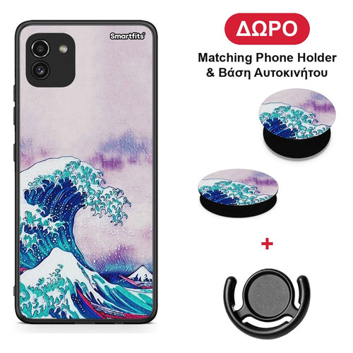 Blue Waves - Samsung Galaxy A03 θήκη + Δώρο Phone Holder & Βάση Αυτοκινήτου