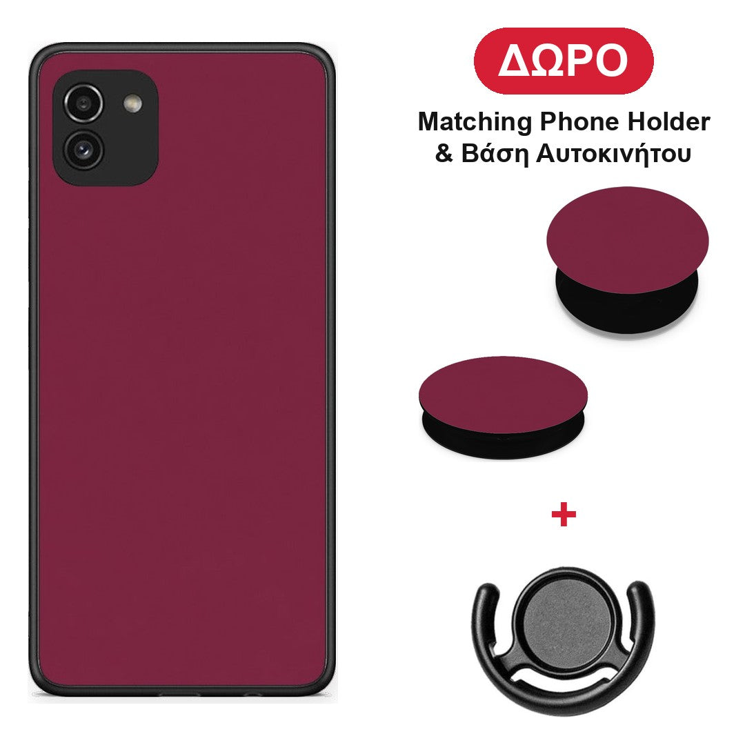 Burgundy - Samsung Galaxy A03 θήκη + Δώρο Phone Holder & Βάση Αυτοκινήτου