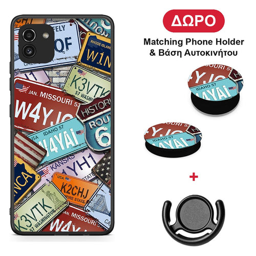 Car Plates - Samsung Galaxy A03 θήκη + Δώρο Phone Holder & Βάση Αυτοκινήτου