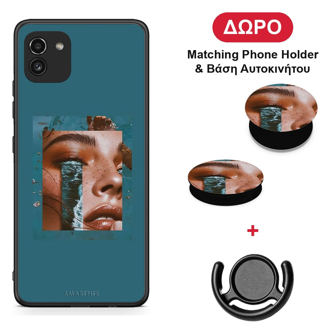 Cry An Ocean - Samsung Galaxy A03 θήκη + Δώρο Phone Holder & Βάση Αυτοκινήτου