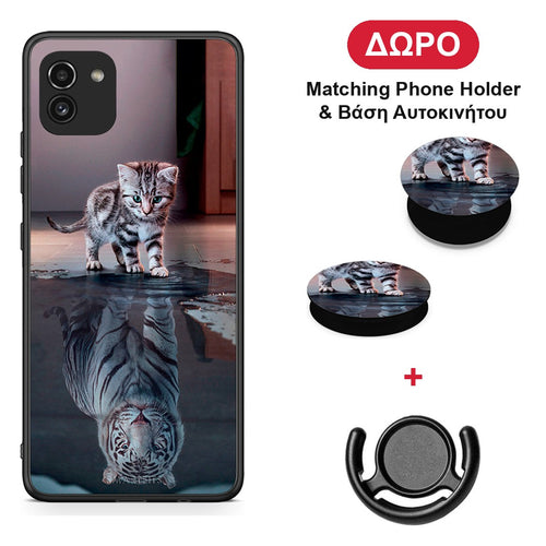 Cute Tiger - Samsung Galaxy A03 θήκη + Δώρο Phone Holder & Βάση Αυτοκινήτου